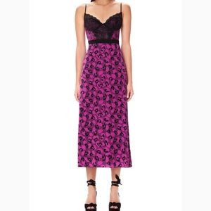 AFRM Purple Violet Animal Lace Midi Dress Large